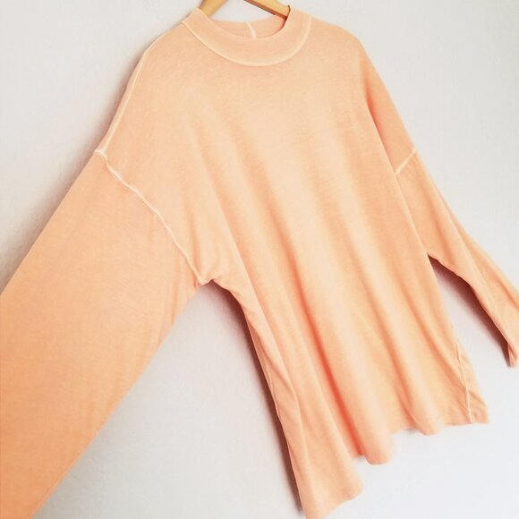 Free People We The Free Be Free Longline Tunic Top M 100% Cotton Orange Sorbet - Picture 10 of 14